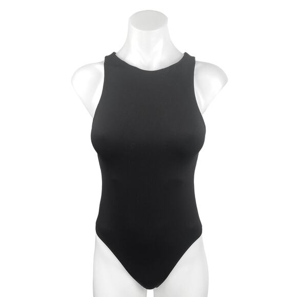 Zara Black Crew Neck Sleeveless Full Cut Bottom One Piece Bodysuit Top Size S - Picture 1 of 4